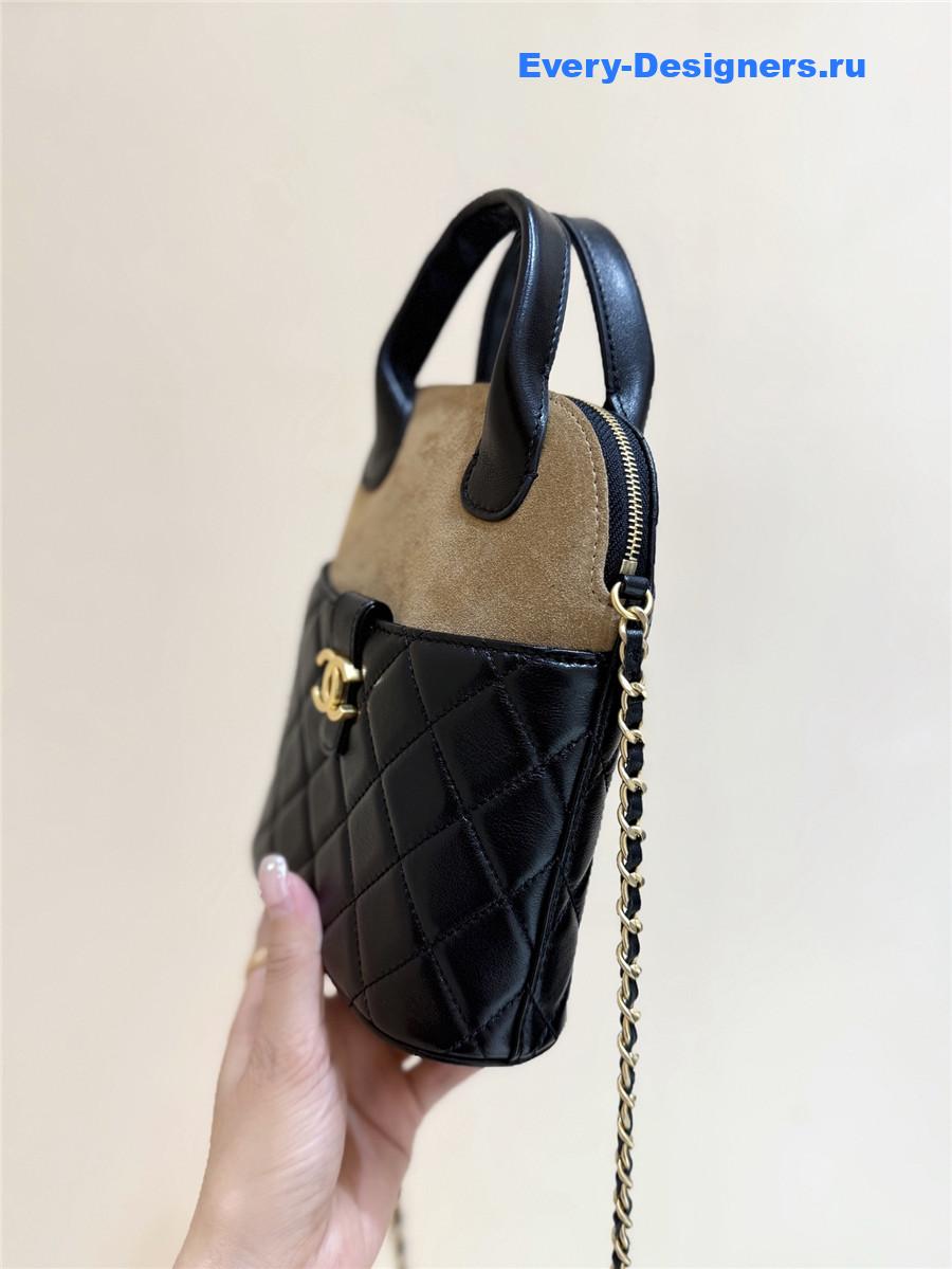 Ch**el beige & black suede small shopping bag