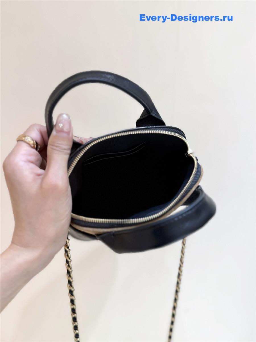 Ch**el beige & black suede small shopping bag