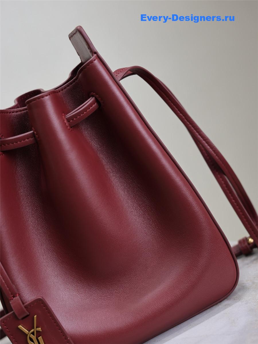 Sa1nt Lau*nt burgundy leather bucket bag