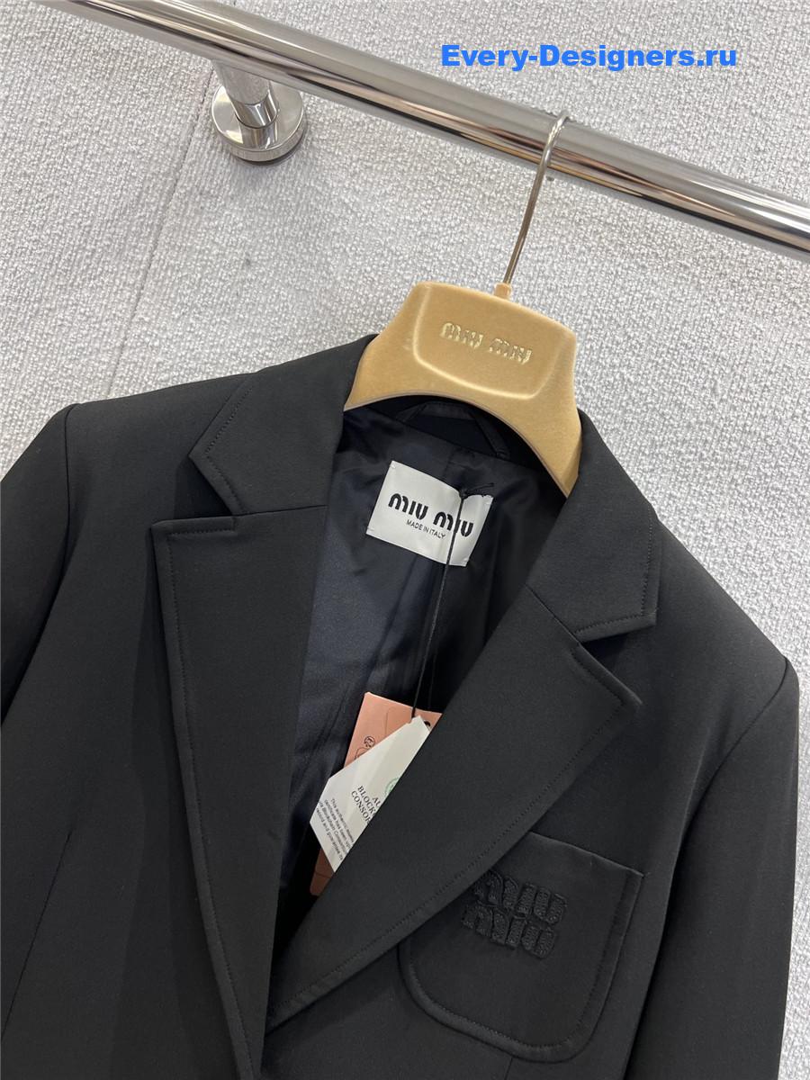 Miu Miu Black Cotton Jersey Jacket Blazer