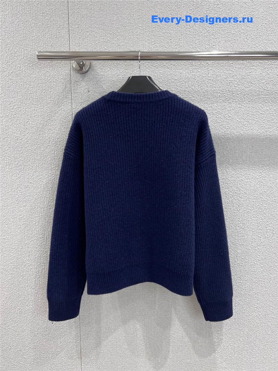 Ce1i*e blue ribbed wool crewneck sweater