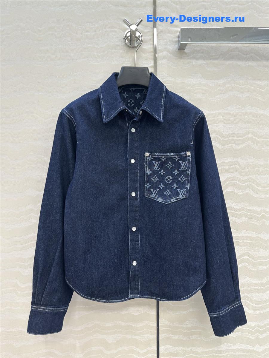 l0vis Vvtt0n monogram pocket denim shirt