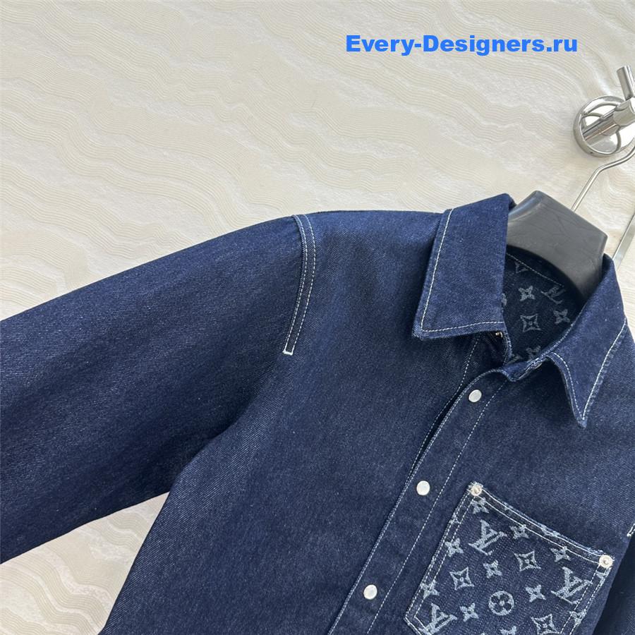 l0vis Vvtt0n monogram pocket denim shirt
