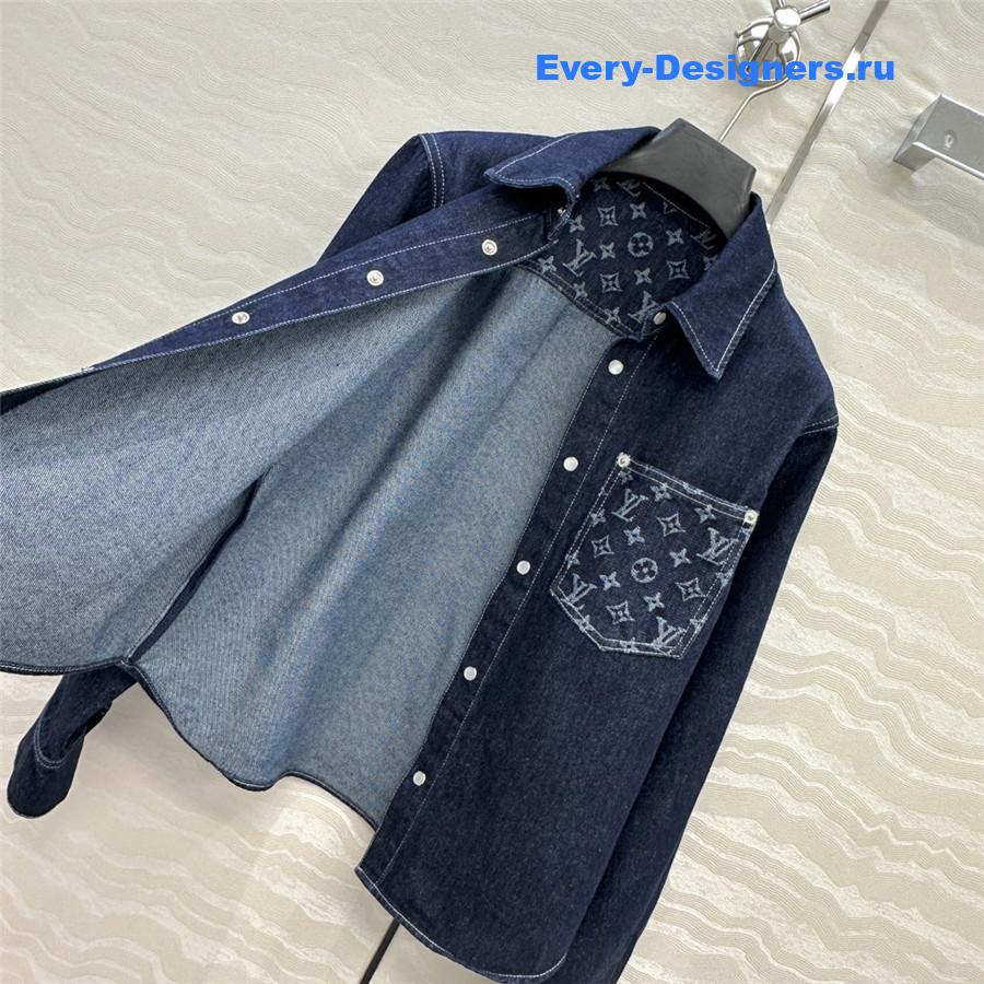 l0vis Vvtt0n monogram pocket denim shirt