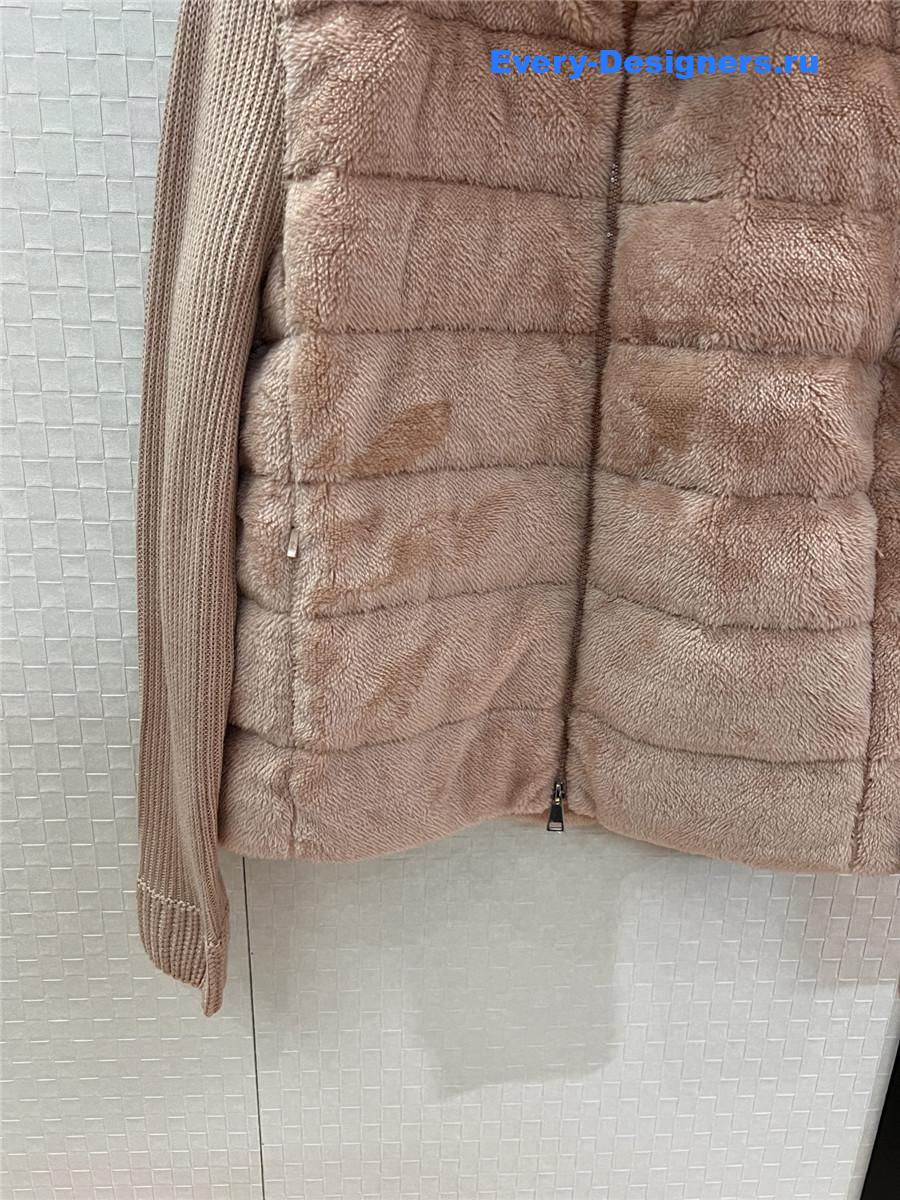 Moncler Pink Wool-Teddy Zip Cardigan