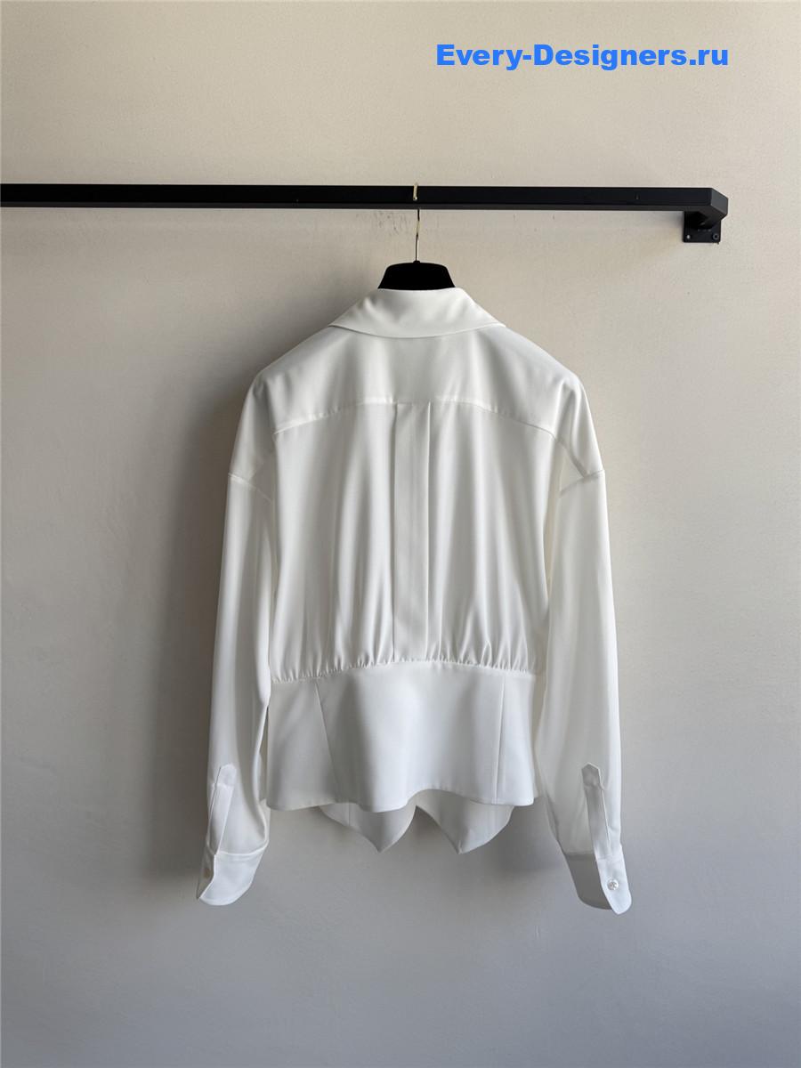 Ch**el white silk lapel shirt