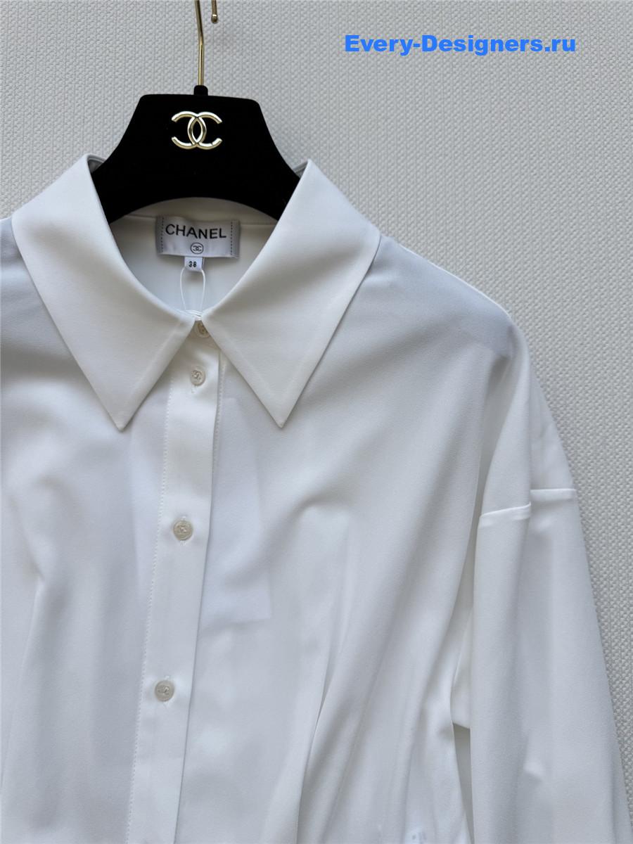 Ch**el white silk lapel shirt
