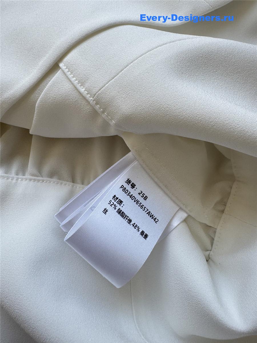 Ch**el white silk lapel shirt