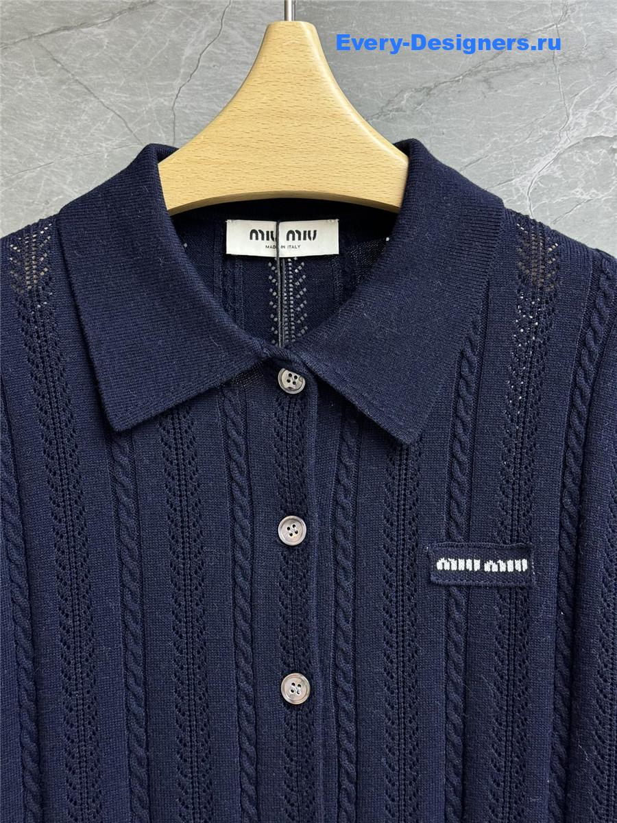 Miu Miu Dark Blue Cashmere Cardigan