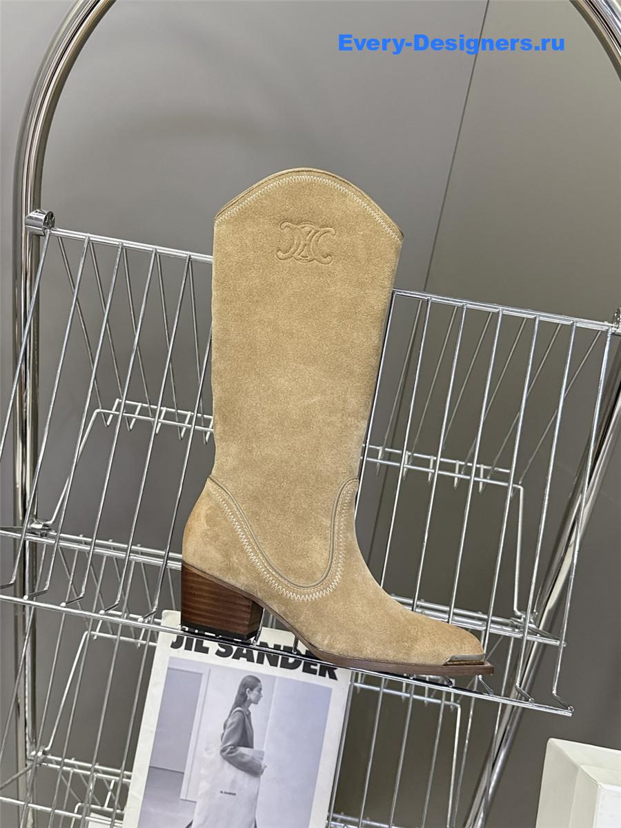 Ce1i*e beige suede knee-high boots