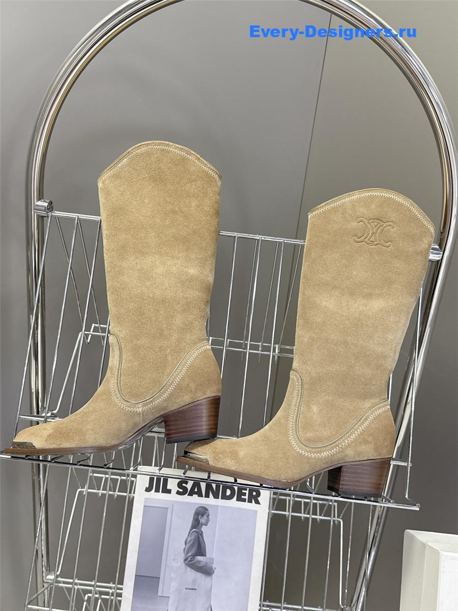 Ce1i*e beige suede knee-high boots