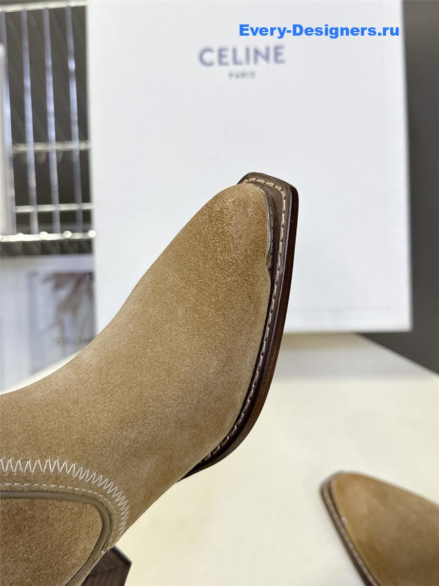 Ce1i*e beige suede knee-high boots