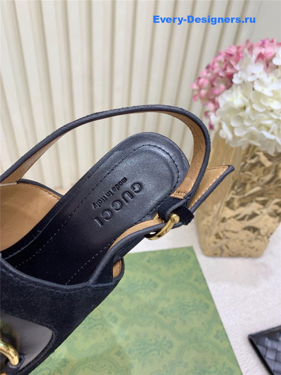 Gvc*1 black suede horsebit platform sandals