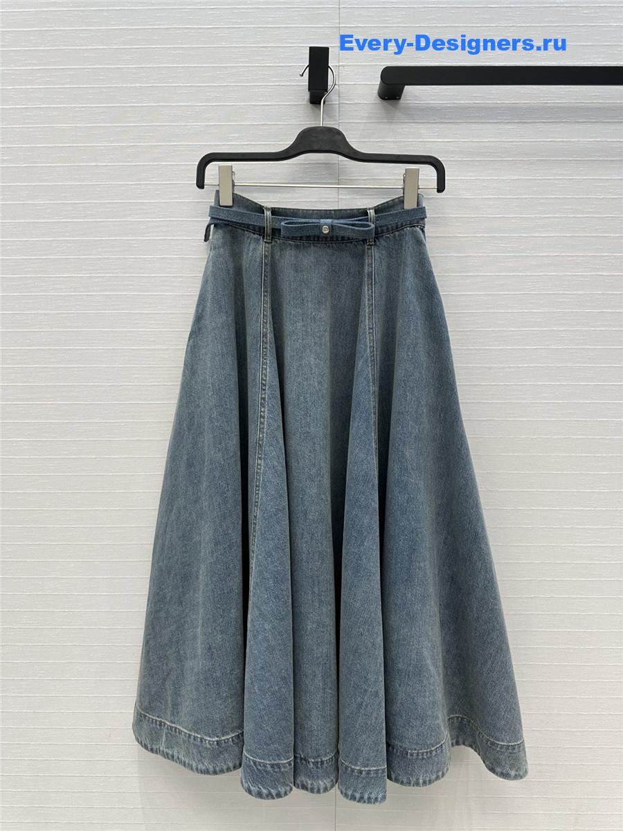 Zimm Washed Blue Denim Maxi Skirt