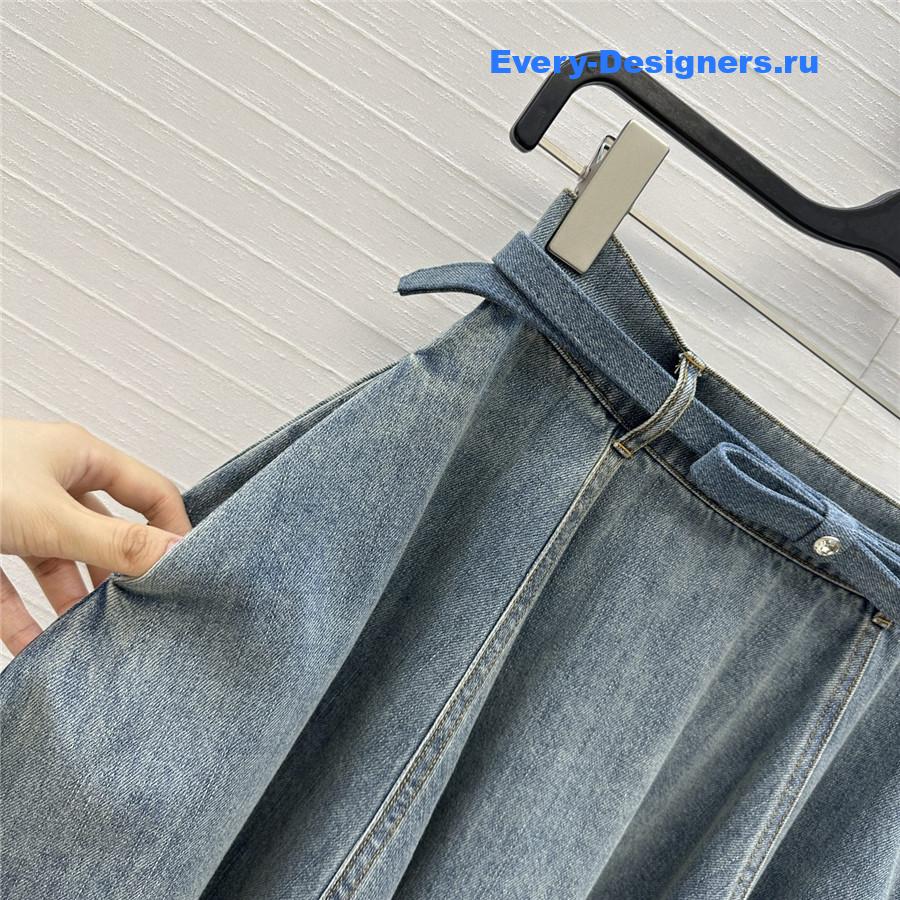 Zimm Washed Blue Denim Maxi Skirt