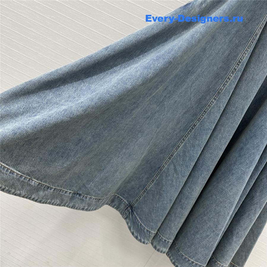 Zimm Washed Blue Denim Maxi Skirt