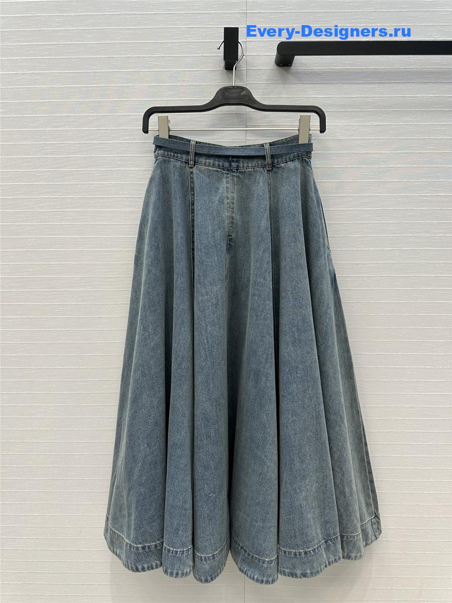 Zimm Washed Blue Denim Maxi Skirt