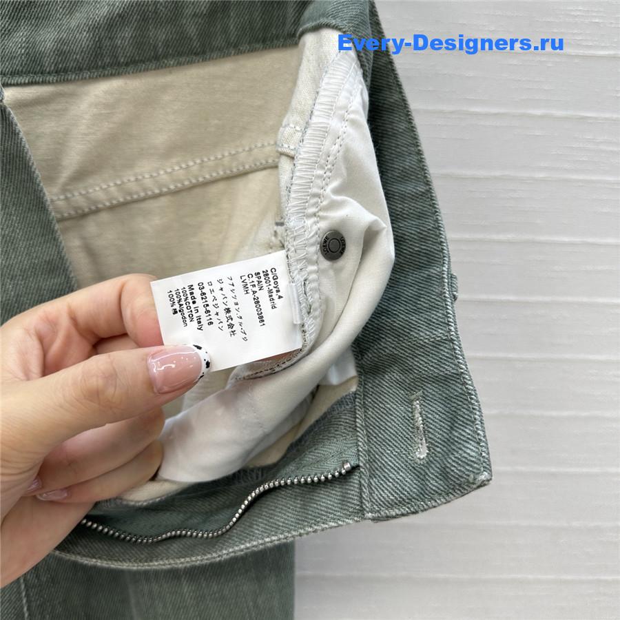 L0ew* green denim wide-leg pants