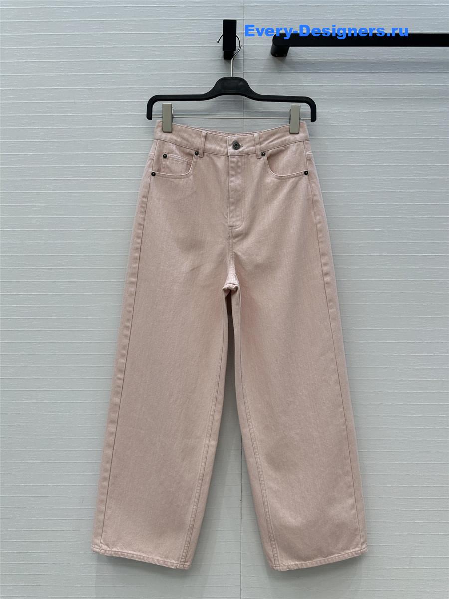 L0ew* pink denim wide-leg pants