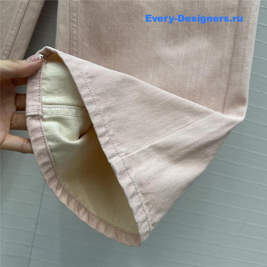 L0ew* pink denim wide-leg pants