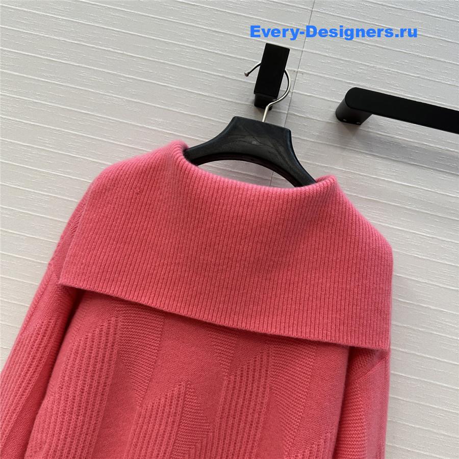 H**me5 logo jacquard pink cashmere sweater