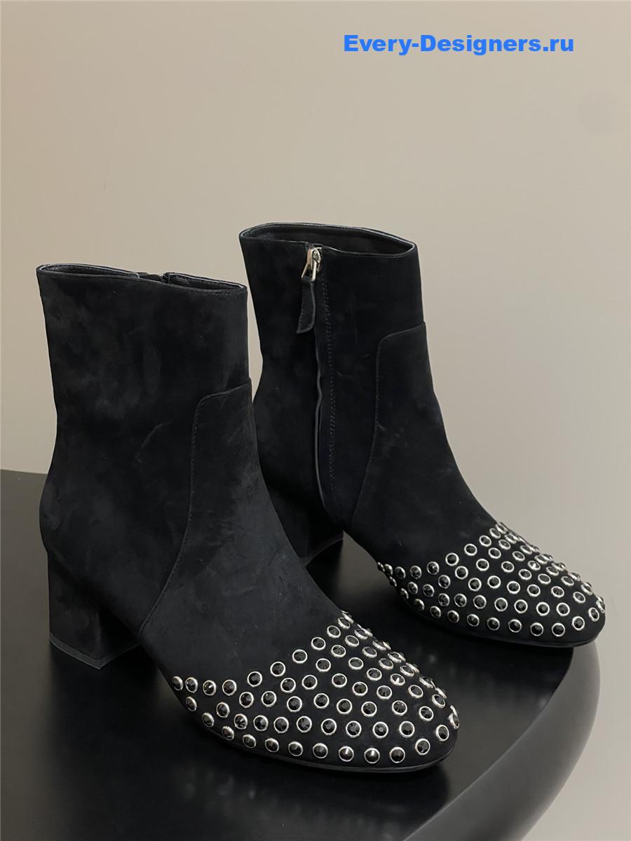 Alaia Black Embellished Suede Ankle Boots