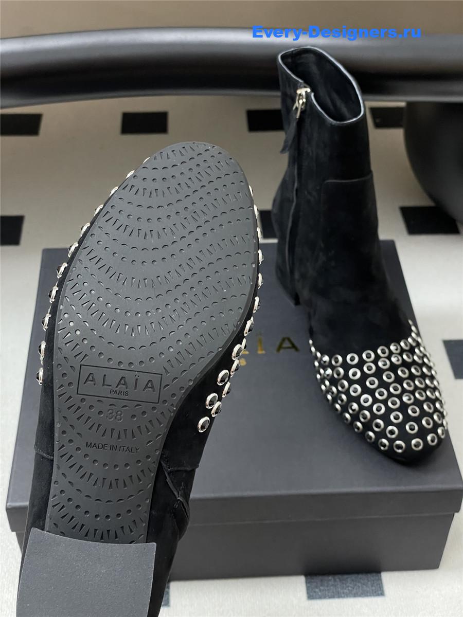 Alaia Black Embellished Suede Ankle Boots