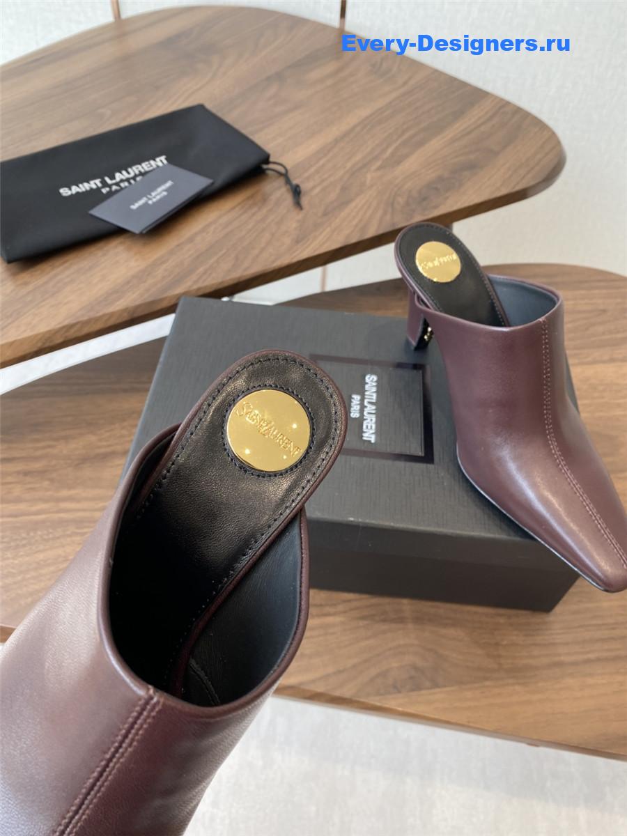 Sa1nt Lau*nt burgundy leather mules