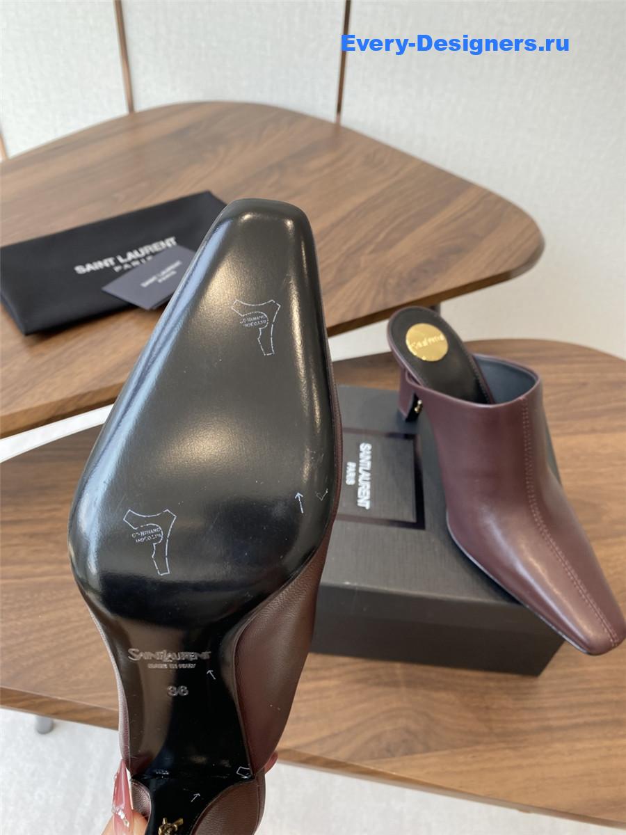 Sa1nt Lau*nt burgundy leather mules