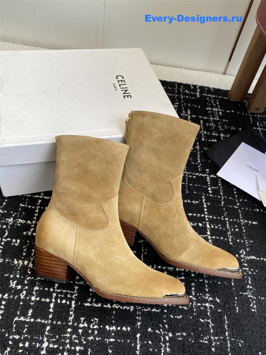 Ce1i*e womens beige suede zipped boots