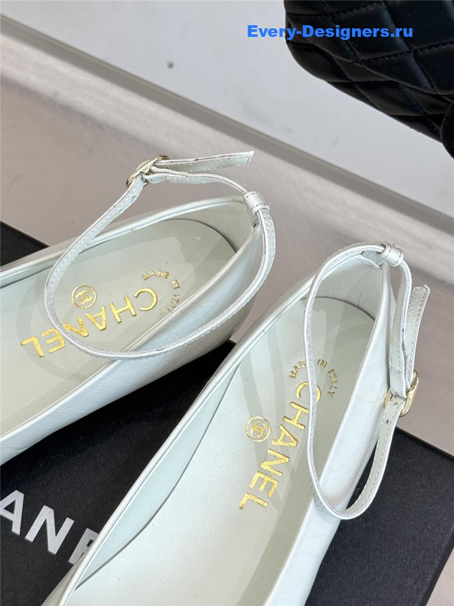 Ch**el white camellia mary jane flats