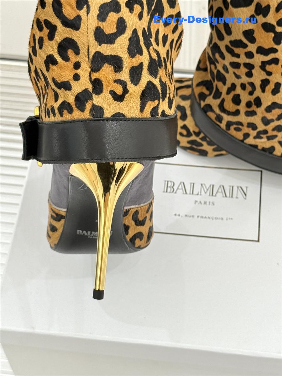 Balmain Anthem Leopard Print Leather Boots