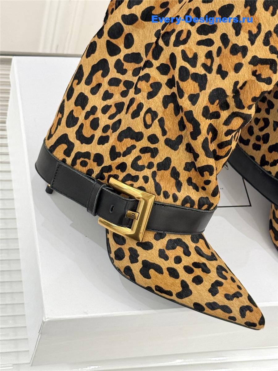 Balmain Anthem Leopard Print Leather Boots