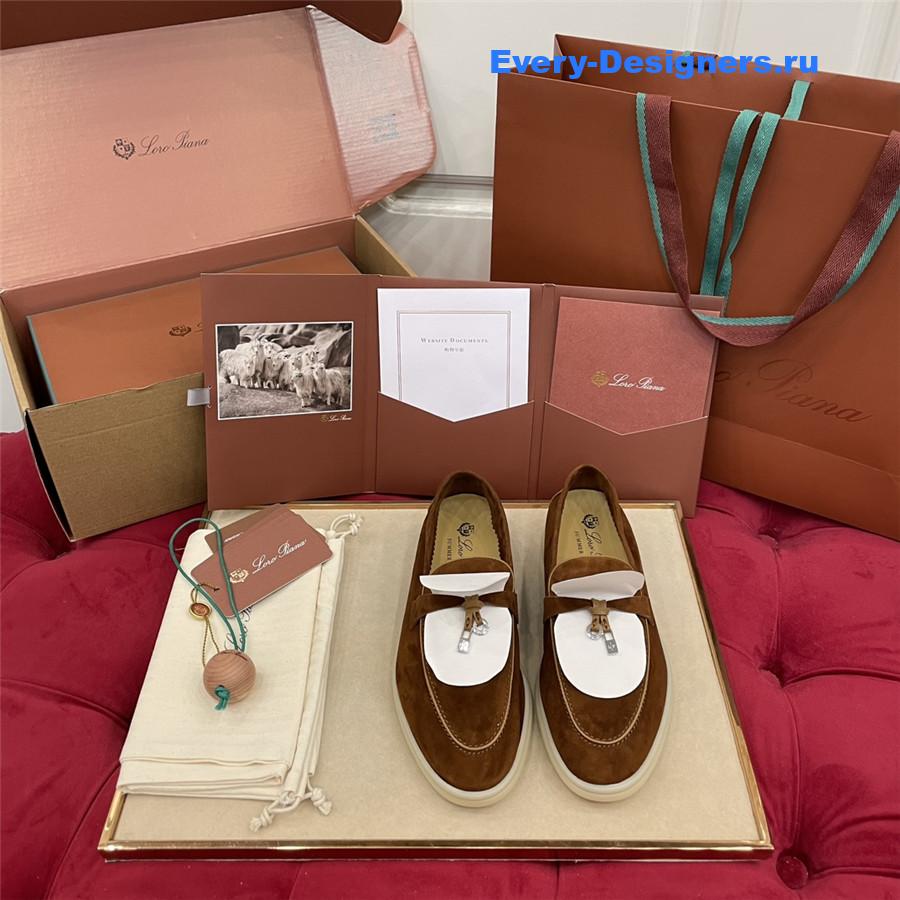L0r0 P1ana brown suede walk loafers