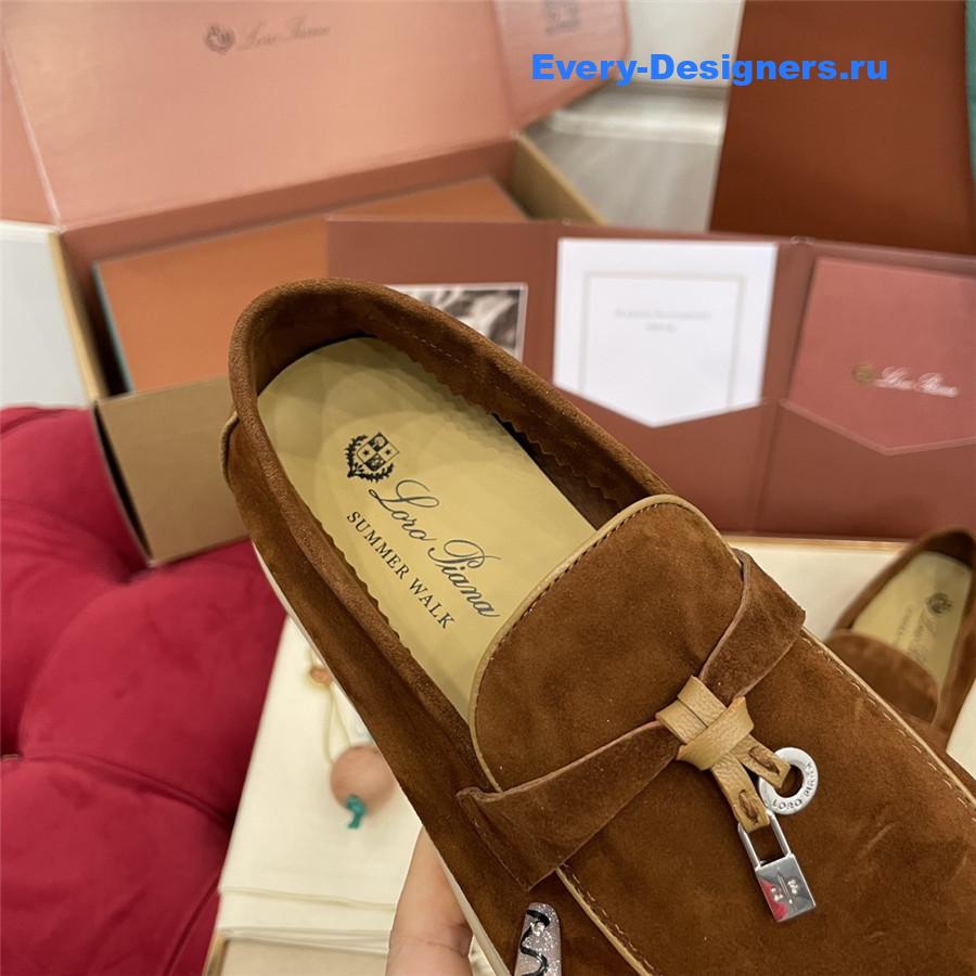 L0r0 P1ana brown suede walk loafers