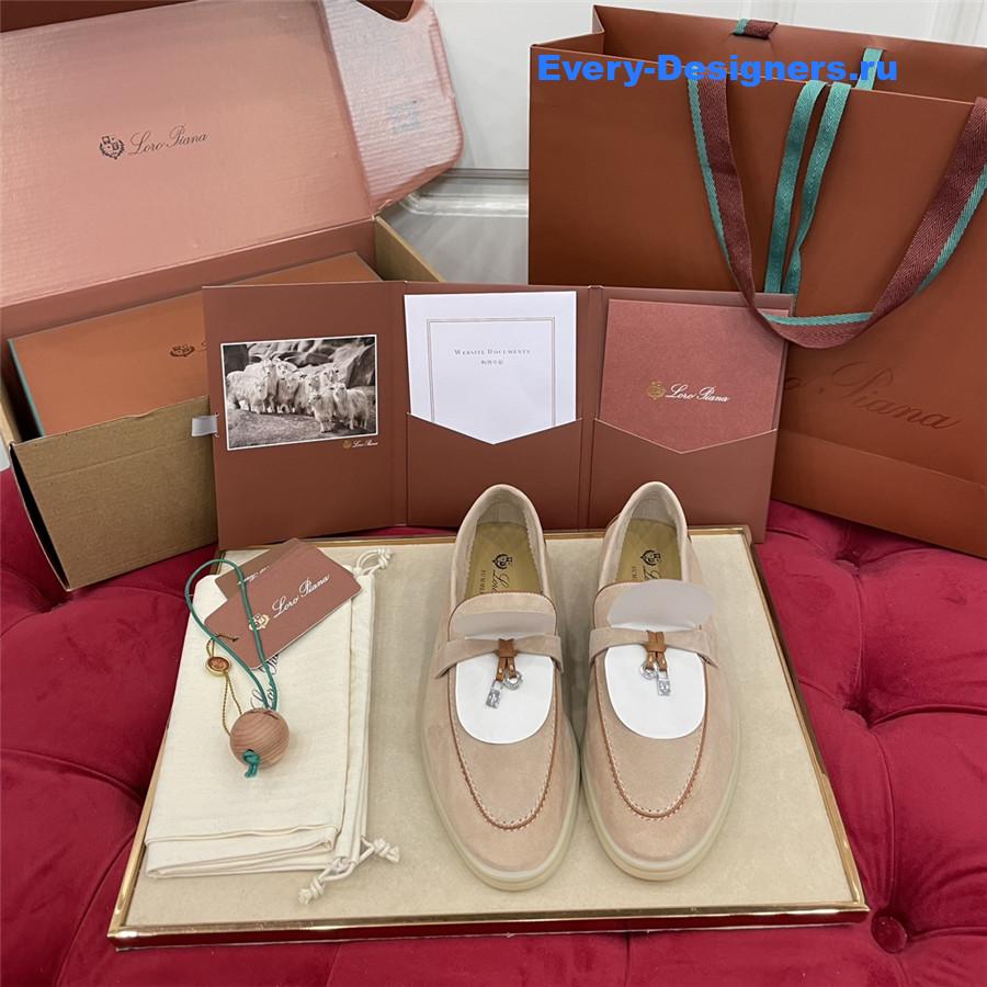 L0r0 P1ana beige suede walk loafers
