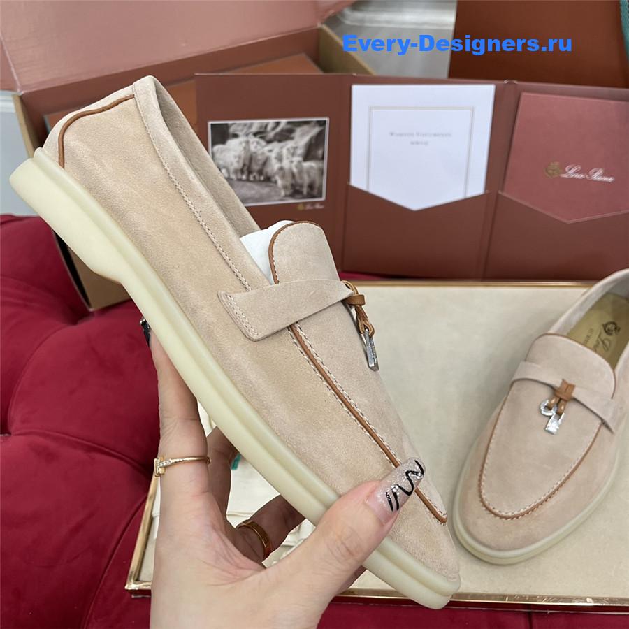 L0r0 P1ana beige suede walk loafers