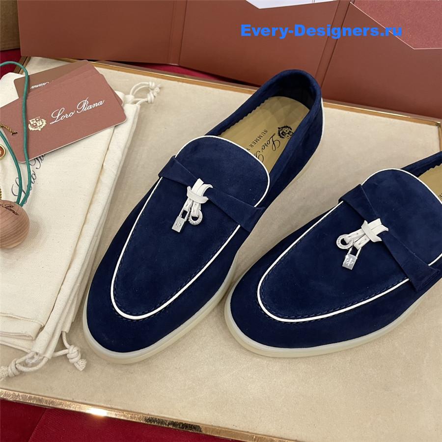 L0r0 P1ana blue suede walk loafers