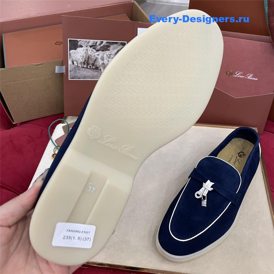 L0r0 P1ana blue suede walk loafers