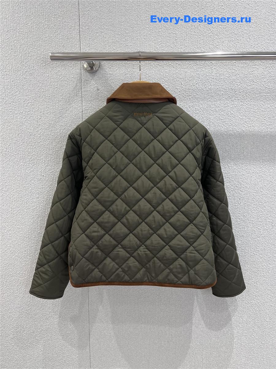 Miu Miu Military Green Quilted Pongé Blouson