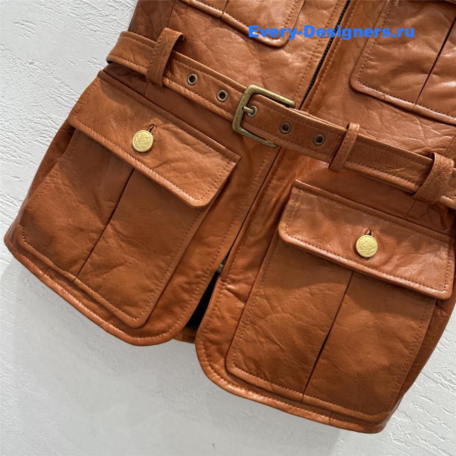 Chloé Brown Soft Leather Utilitarian Vest