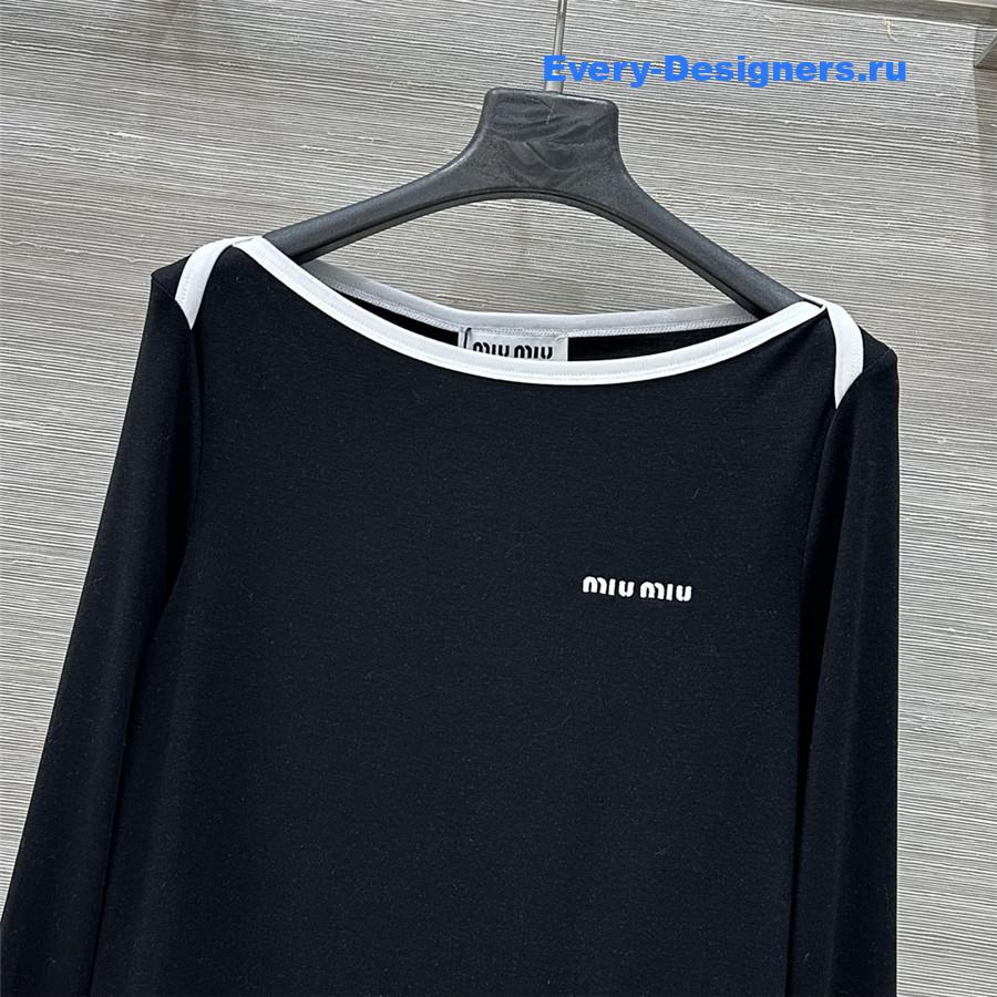 Miu Miu Black Cropped Wool Sweater