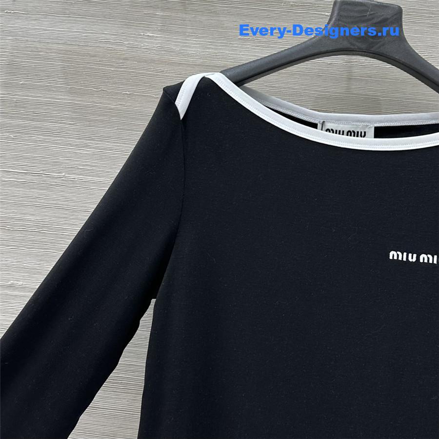 Miu Miu Black Cropped Wool Sweater