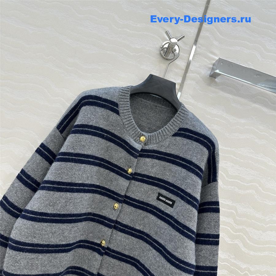 Miu Miu Grey/Navy Cashmere Cardigan