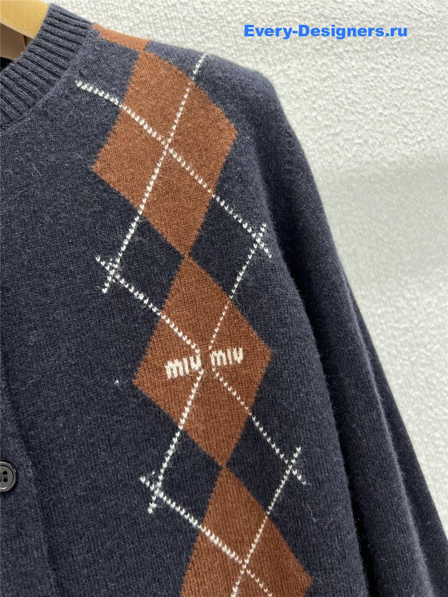 Miu Miu Navy Cashmere Polo Shirt