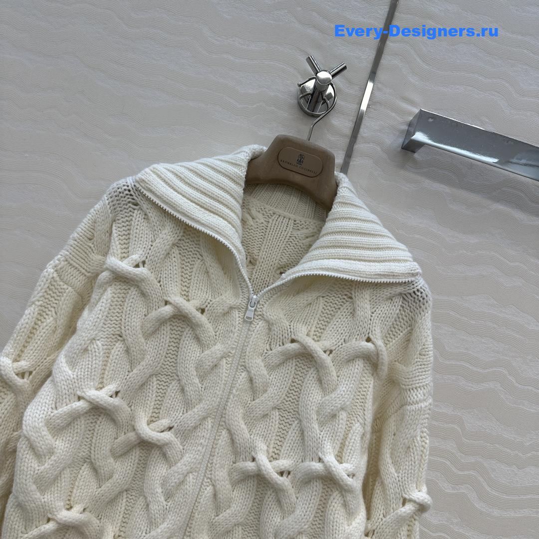 BC Brown Cashmere Zip-Up Cardigan