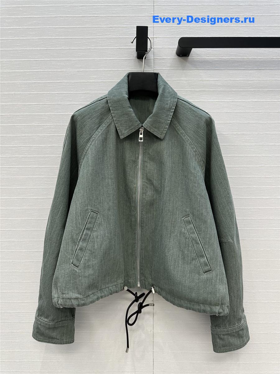 L0ew* denim green trapeze jacket