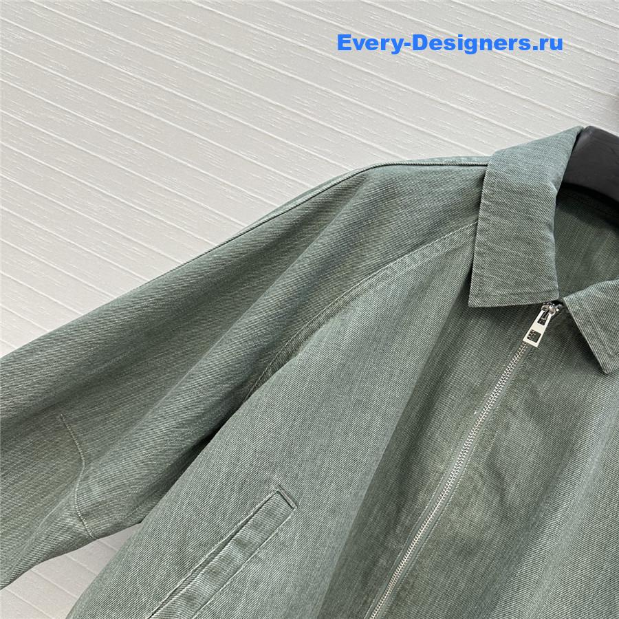 L0ew* denim green trapeze jacket