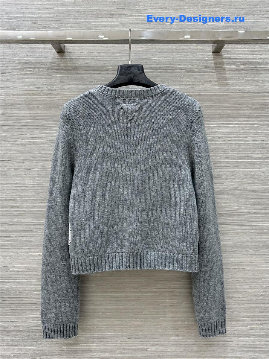 Pra*a cashmere argyle crewneck cardigan