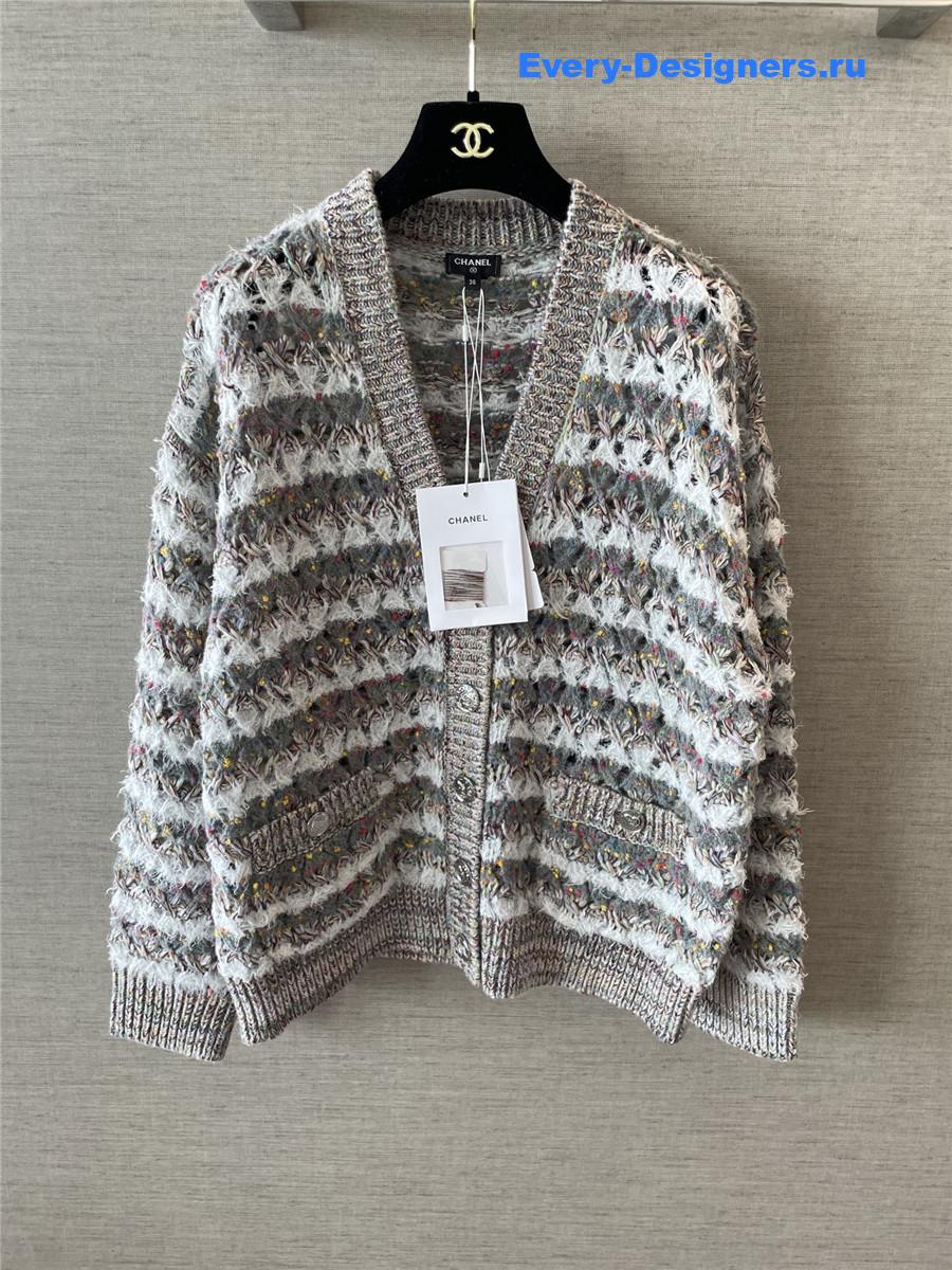 Ch**el light gray wool & cashmere cardigan